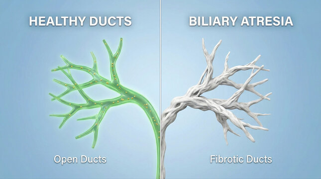 Biliary Atresia Fibrotic Ducts vs Healthy Open Bile Ducts