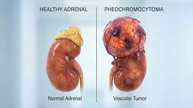 Pheochromocytoma Vascular Adrenal Tumor vs Healthy Gland