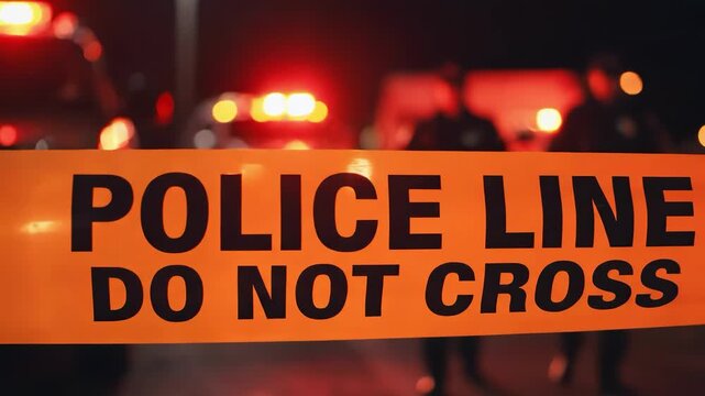 Police line do not cross tape at night scene
