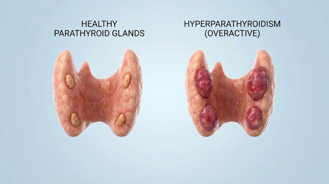 Hyperparathyroidism Overactive Parathyroid Glands Anatomy Illustration