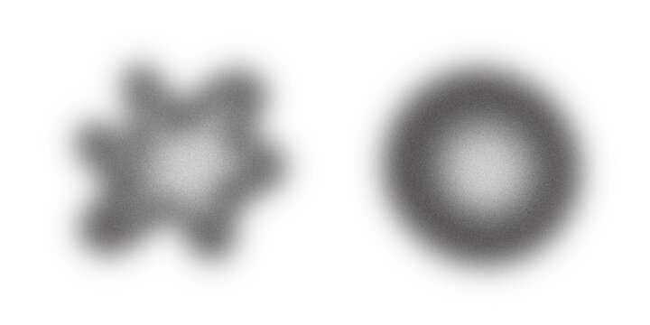 Abstract Gray Star and Circle Shapes with Soft Grainy Texture on Isolated White Background