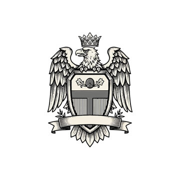Eagle with crown and shield crest.