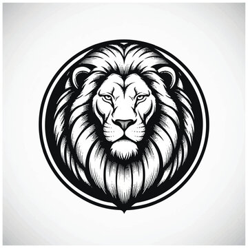 Black and white lion head drawing.