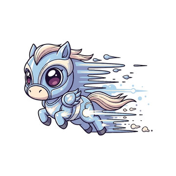 Little pony running fast outside.