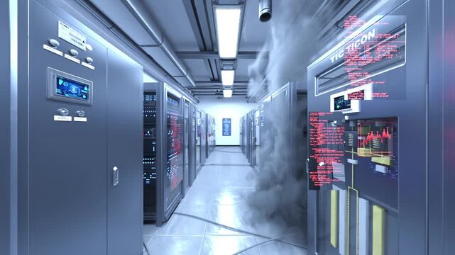 サーバールーム　3DCGレンダリング
