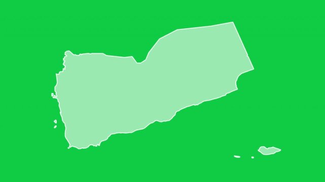 Yemen map glow outline animation green background