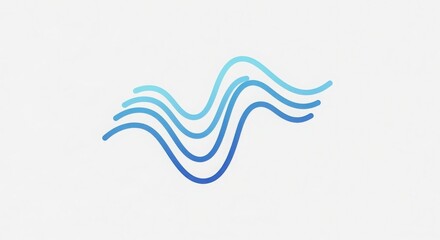 Fototapeta premium abstract fluid wave line art in teal and cyan gradient on white background