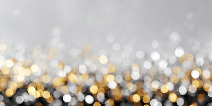 Abstract Bokeh Lights Background with Gold and Silver Glittering Circles.
