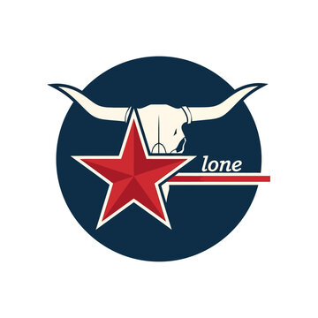 Lone Star Texas Longhorn Skull Emblem.