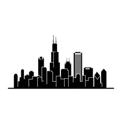Obraz premium Black Silhouette of a Modern City Skyline with Tall Buildings.