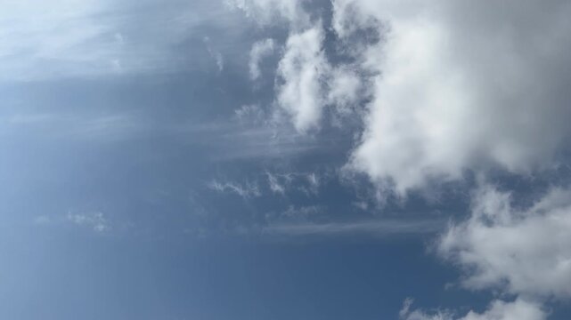Blue sky with white clouds and left copy space, clean natural background