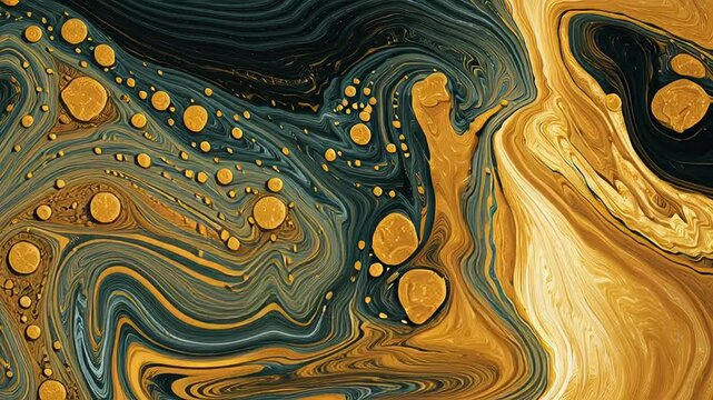 Liquid Gold and Dark Obsidian Swirling Luxury Abstract Fluid Background
