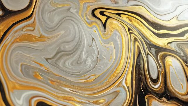 Liquid Gold and Dark Obsidian Swirling Luxury Abstract Fluid Background