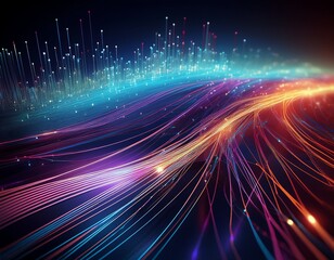 Fototapeta premium fiber optic cables data connections background