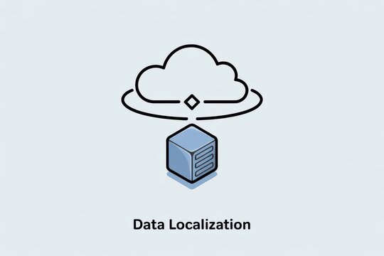 Data localization strategy depicted through cloud computing concepts emphasizing digital storage and security management in a modern technological landscape