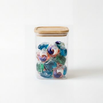 Minimal Laundry Pod Storage Container on White Background for Organized and Modern Utility Spaces