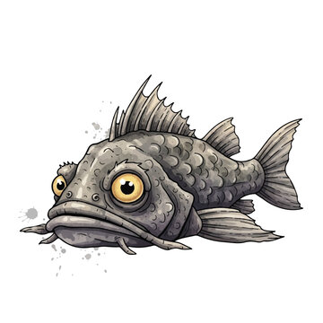 Large Anglerfish with Big Yellow Eyes.
