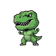Obraz premium Smiling cartoon dinosaur with sharp teeth.