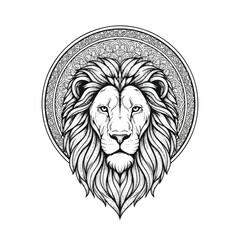 Obraz premium Lion Face with Long Mane Portrait.