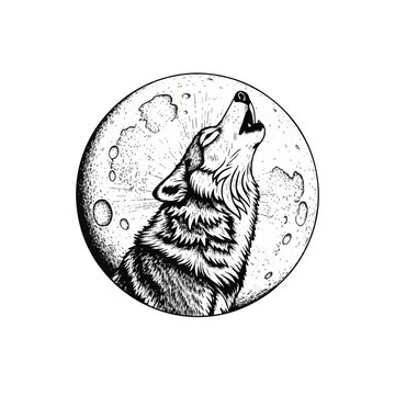 Wolf howling at the moon animal 1.