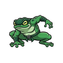 Fototapeta premium Cartoon Frog Wearing Warrior Costume.