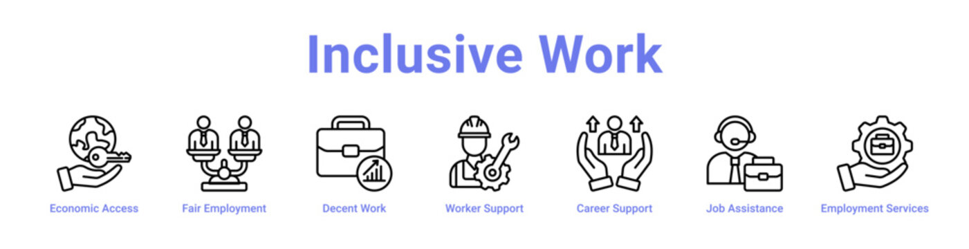 Inclusive Work Web Icon Banner and Collection