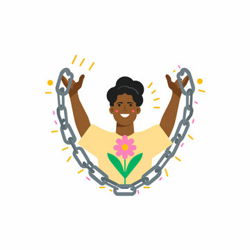 Black Woman Breaking Chains Concept of Freedom Liberation and Personal Empowerment Illustration