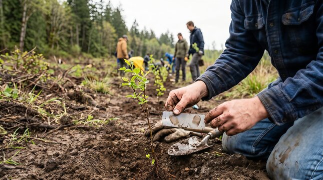 Earth Day Forest Restoration With Community Planting Native Tree Saplings