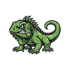 Fototapeta premium Cartoon Green Iguana Reptile Animal Illustration.