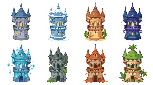 Stylized Fantasy Towers Bundle Vector Pack