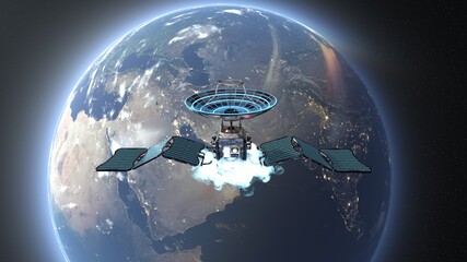 人工衛星と地球　3DCGレンダリング © tsuneomp