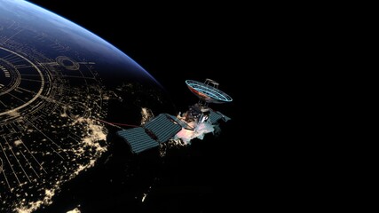 人工衛星と地球　3DCGレンダリング © tsuneomp
