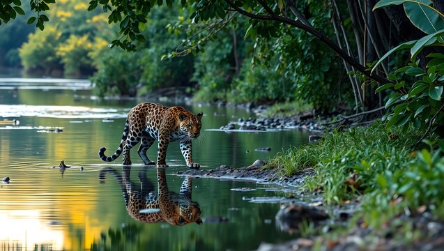 Spotted leopard big cat closeup portrait on light background wildlife concept

