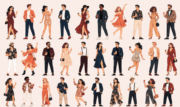 Weekend Lifestyle Pack. Flat People SVG Vector Set with Isolated Modern Human Characters, Full Body Lifestyle Figures, Business, Casual and Everyday Adults, weekend lifestyle people