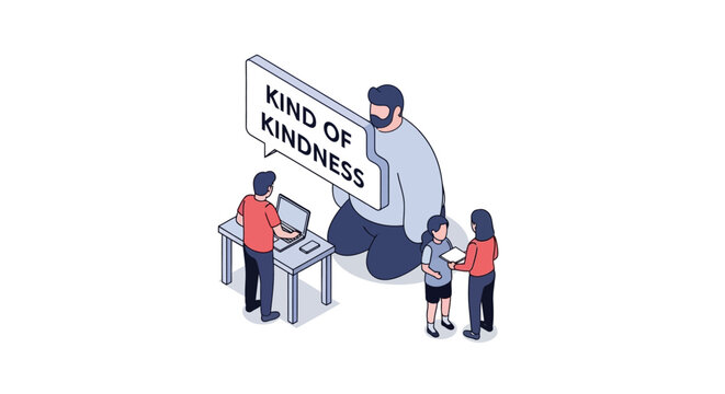Kindness Concept - Giant Figure Sharing Message with Others.