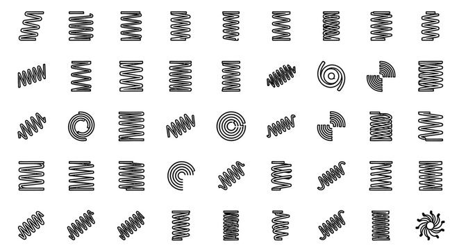 collection of different spiral spring icons on white background