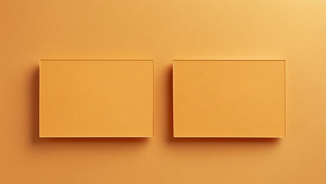 Mockup of two horizontal business cards at golden foil paper background 