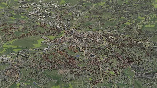 3D looped animation of city - Sheffield England