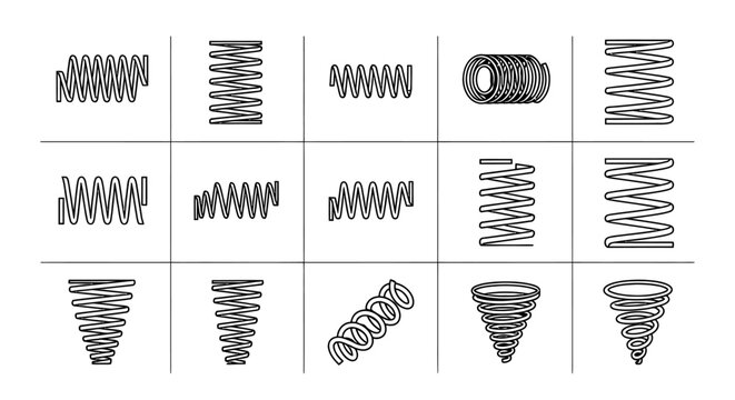 collection of various spring coils in different shapes and forms spring coil