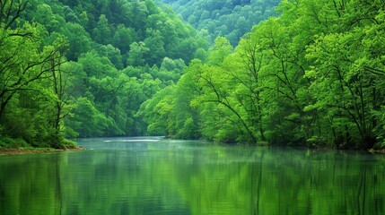Obraz premium Lush green river valley