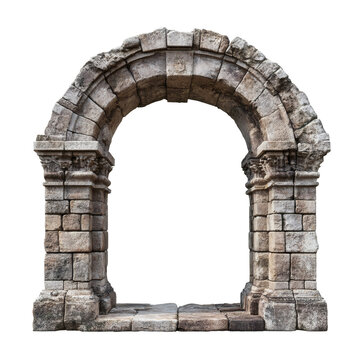 A majestic ancient weathered stone archway stands as a powerful symbol of historical architecture, showcasing intricate details and the grandeur of past civilizations, perfect for design elements&nbsp;