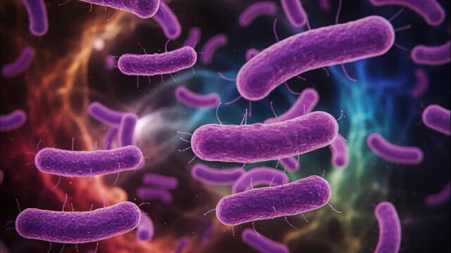 Microbial Universe: A detailed microscopic view of a vibrant microbial world filled with countless tiny organisms, showcasing the beauty and complexity of life at the cellular level.