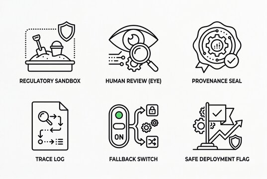 Innovative regulatory sandbox for blockchain compliance with human review processes ensuring secure data provenance and fallback mechanisms enhancing operational resilience