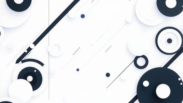 Geometric Abstraction: A visually striking composition of clean lines, circles, and dots forming an abstract design, creating a sense of dynamic flow and modern minimalism.