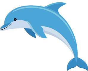 Obraz premium A cartoon illustration of a happy blue dolphin with a friendly smile