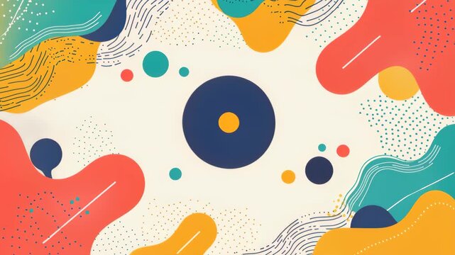 Abstract Colorful Composition: A vibrant abstract composition bursts with color, featuring dynamic shapes and a playful interplay of hues.