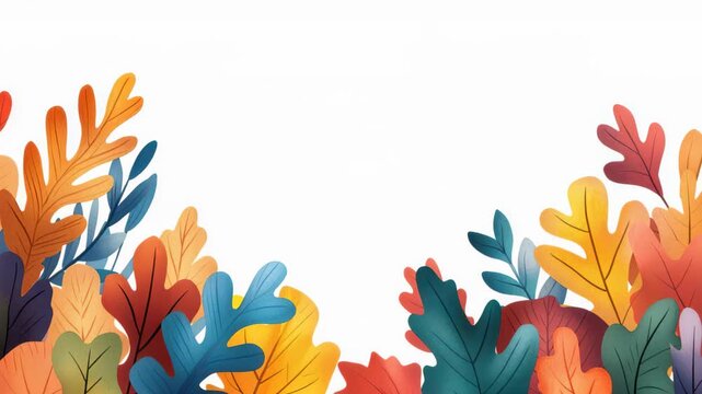 Autumnal Foliage: A vibrant display of colorful leaves in shades of orange, yellow, red, and blue, creating a rich tapestry of autumn hues against a backdrop.
