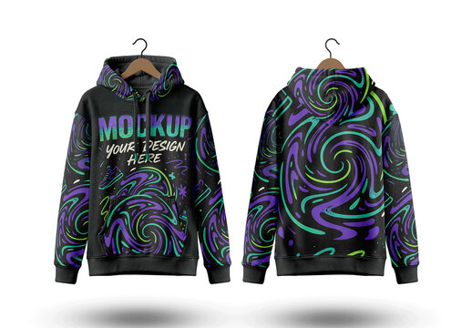Hoodie Front Back Hanger Mockup