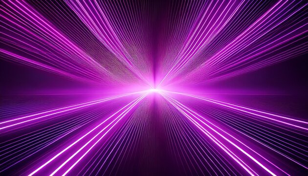vibrant purple laser beam emitting radiant light rays against dark gradient background