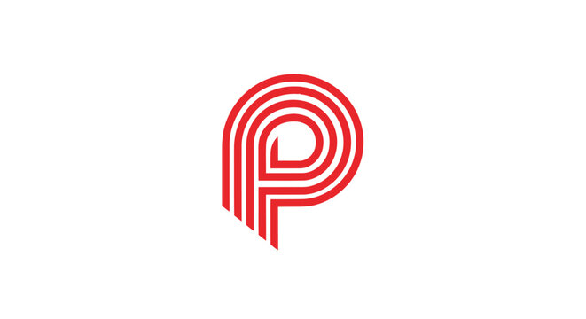 Modern red letter P logo design isolated on white background